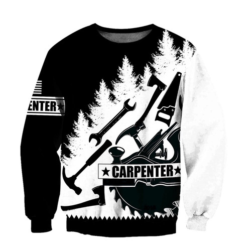 Carpenter Man Tools Black And White Ugly Christmas Sweater, All Over Print Sweatshirt