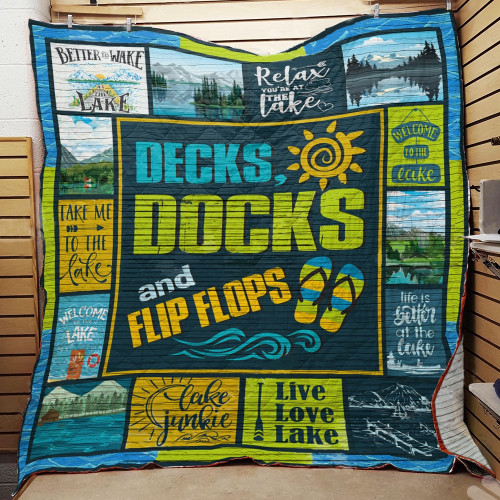 Lake Decks Docks And Flip Flops Quilt Blanket Great Customized Blanket Gifts For Birthday Christmas Thanksgiving