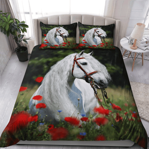 Beautiful White Horse Art Duvet Cover Bedding Set