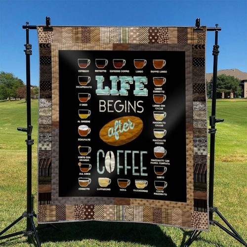 Life Begins After Coffee Quilt Blanket Great Customized Blanket Gifts For Birthday Christmas Thanksgiving