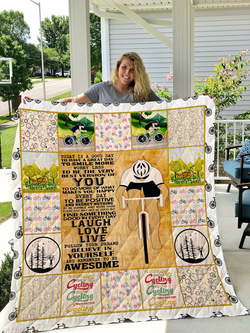 Cycling Believe In Yourself And Remember To Be Awesome Quilt Blanket Great Customized Blanket Gifts For Birthday Christmas Thanksgiving