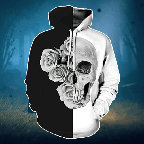 Skull Flower Roses For Unisex 3D All Over Print Hoodie, Or Zip-up Hoodie