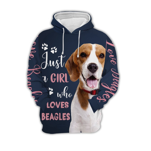 A Girl Who Loves Beagle 3D All Over Print Hoodie, Or Zip-up Hoodie
