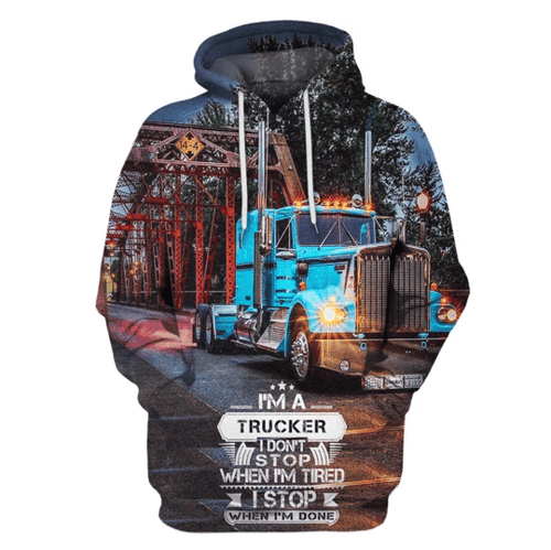Trucker 3D All Over Printed Hoodie, Zip- Up Hoodie