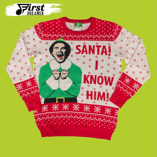 Ripple Junction Elf Buddy Santa I Know Him Ugly Sweater