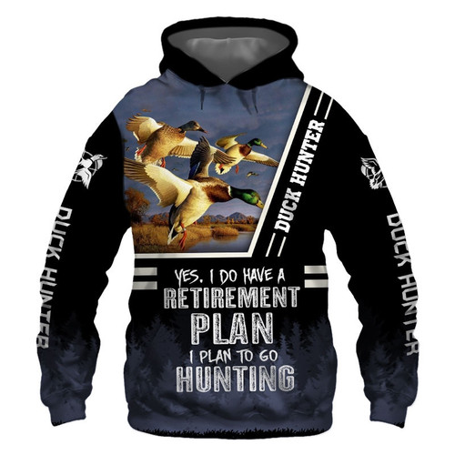 Duck Hunter Yes I Do Have A Retirement Plan Black For Unisex 3D All Over Print Hoodie, Or Zip-up Hoodie