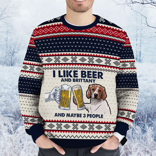 I Like Beer And Brittany Ugly Christmas Sweater, All Over Print Sweatshirt