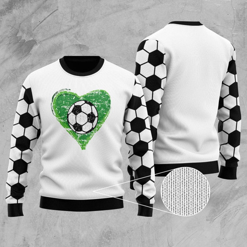 Amazing Soccer Heart Ugly Christmas Sweater, All Over Print Sweatshirt