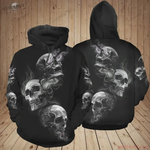Skulls Smoke 3D All Over Print Hoodie, Or Zip-up Hoodie