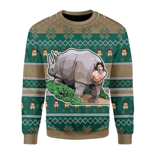 Rhino Giving Birth All Over Printed Ugly Sweater