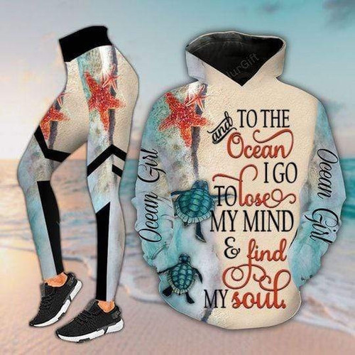 And Into The Ocean I Go To Lose My Mind Find My Soul Turtle 3D Hoodie Legging Set Combo