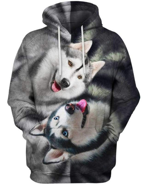 Dogs Husky Yin Yang For Unisex 3D All Over Print Hoodie, Or Zip-up Hoodie