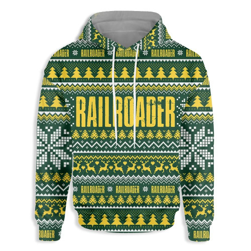 Railroader Happy Christmas For Unisex 3D All Over Print Hoodie, Or Zip-up Hoodie