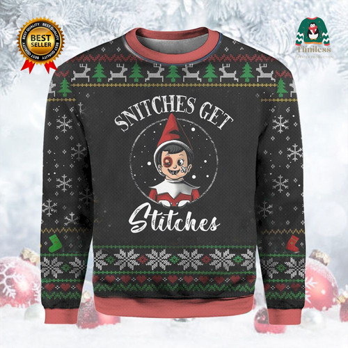 Snitches Elf Get Stitches Ugly Sweater