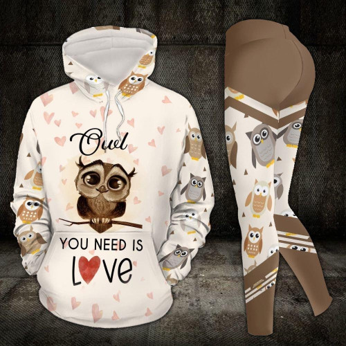 Owl You Need Is Love 3D Hoodie Legging Set Combo