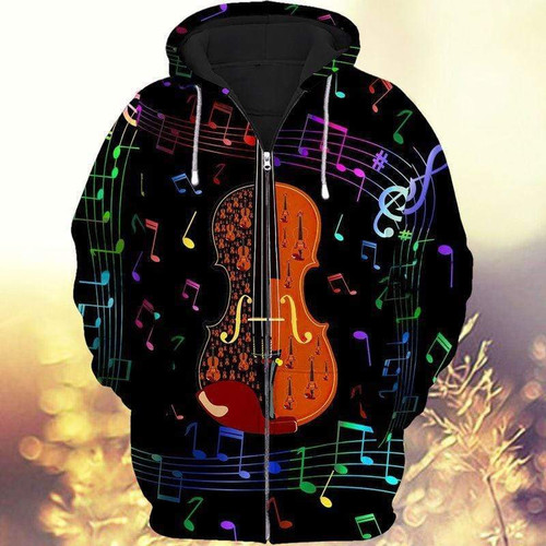 Colorful Music Violin 3D All Over Print Hoodie, Or Zip-up Hoodie