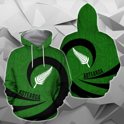 Aotearoa Silver Fern Roll Into My Heart Unisex 3D All Over Print Hoodie, Zip Up Hoodie
