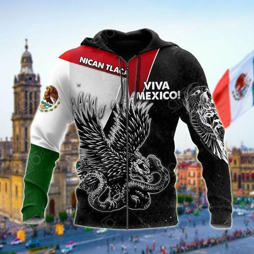 Mexico Culture Coat Arm Nican Tlaca Viva Mexico For Men 3D All Over Print Hoodie, Or Zip-up Hoodie