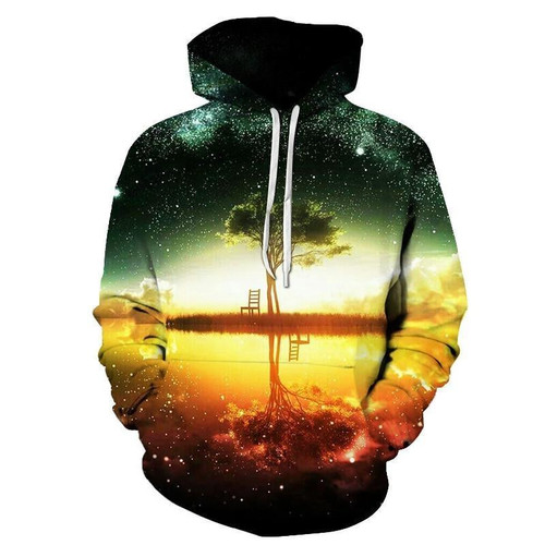 Galaxy Island Tree Reflection For Unisex 3D All Over Print Hoodie, Or Zip-up Hoodie