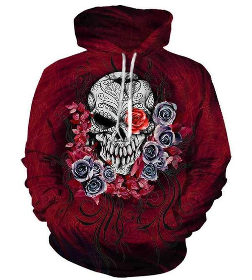 Skull And Roses 3D All Over Print Hoodie, Zip-up Hoodie