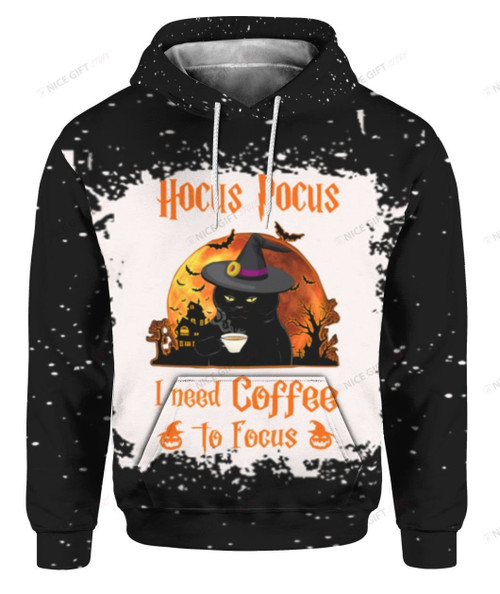 Hocus Pocus I Need Coffee To Focus 3D Hoodie All Over Print, Zip-up Hoodie