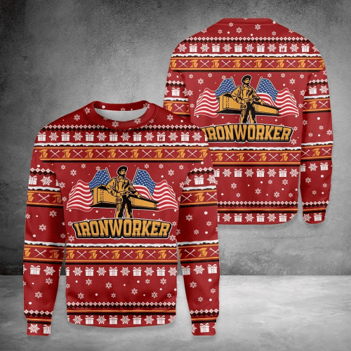 Ironworker Ugly Christmas Sweater, All Over Print Sweatshirt