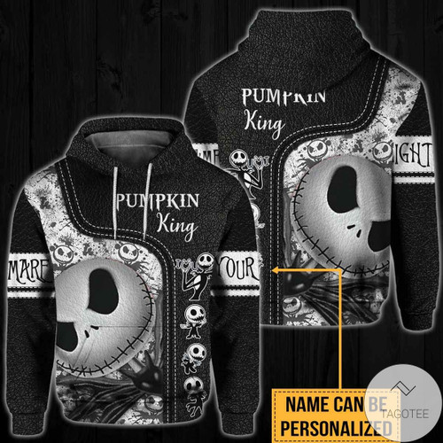 Personalized Custom Name Pumpkin King Nightmare Skeleton 3D All Over Print Hoodie, Zip-up Hoodie
