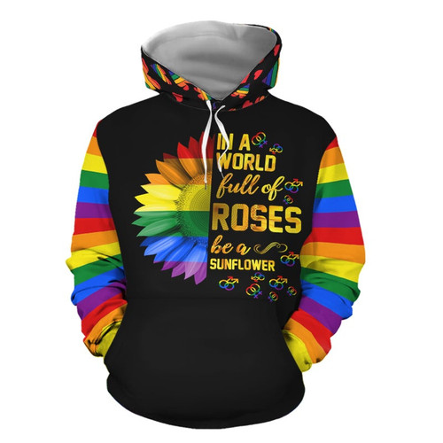 In A World Full Of Roses, Be A Sunflower LGBT All Over Print Hoodie, Zip-up Hoodie