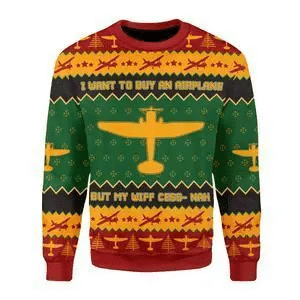 I Want To Buy An Airplane Ugly Christmas Sweater, All Over Print Sweatshirt