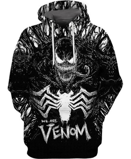 Venom Spider Marvel 3D Hoodie All Over Print, Zip-up Hoodie