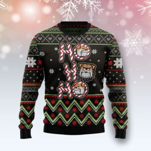 Bulldog Ho Ho Ho Ugly Christmas Sweater, All Over Print Sweatshirt
