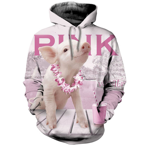 Pink Pig 3D All Over Print Hoodie, Zip-up Hoodie