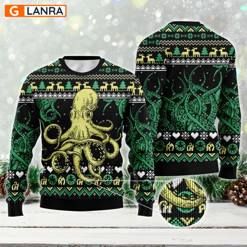 Octopus Christmas Pattern Ugly Sweater
