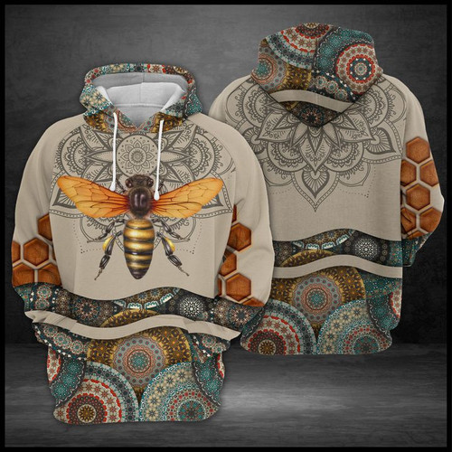 Mandala Bee 3D All Over Print Hoodie, Zip-up Hoodie