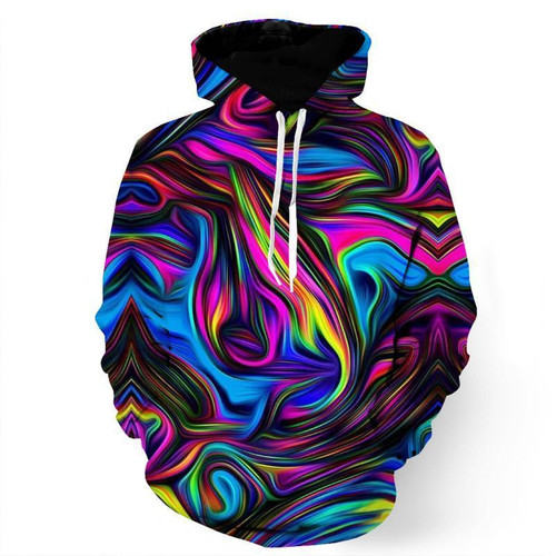 Colorful Psychedelic 3D All Over Print Hoodie, Zip-up Hoodie