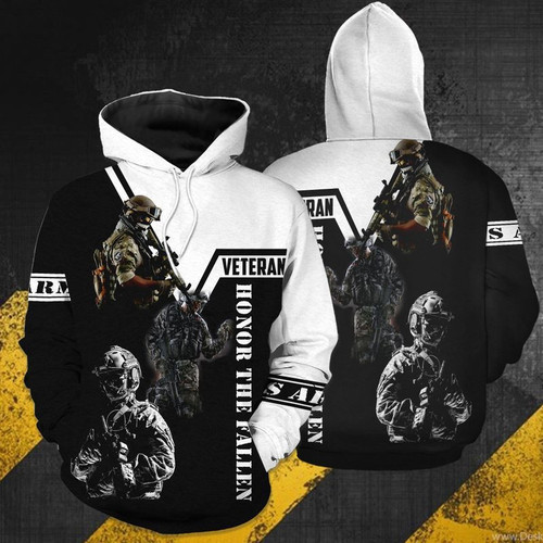 Honor The Fallen Veteran 3D All Over Print Hoodie Great Gift For Veteran's Day