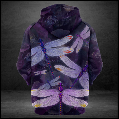 Purple Dragonfly 3D All Over Print Hoodie, Zip-up Hoodie