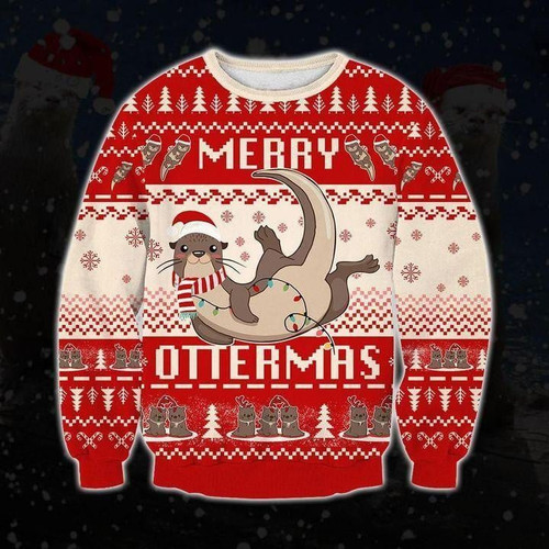 Merry Ottermas Ugly Christmas Sweater, Merry Ottermas 3D All Over Printed Sweater