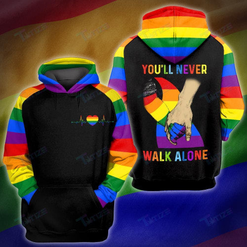 LGBT Rainbow You’ll Never Walk Alone 3D All Over Print Hoodie, Zip-up Hoodie