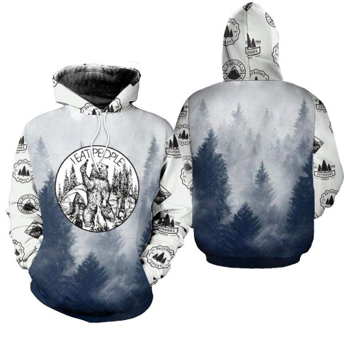 Bear In Forest I Hate People 3D All Over Print Hoodie, Zip-up Hoodie