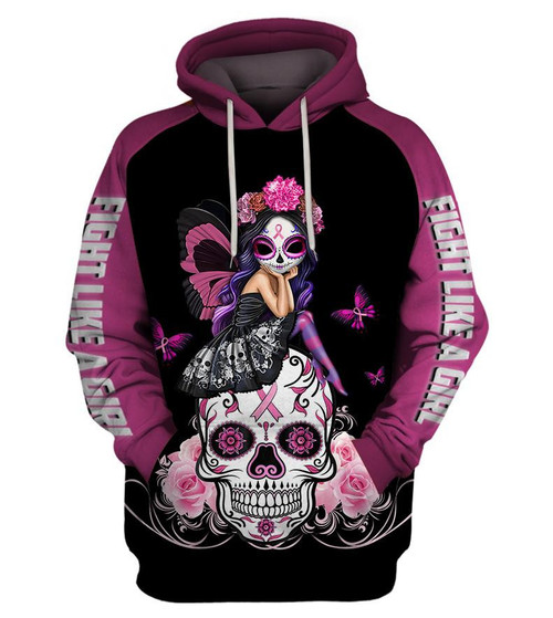 Skull Ruse Goth With Pink Rose 3D Hoodie All Over Print, Zip-up Hoodie