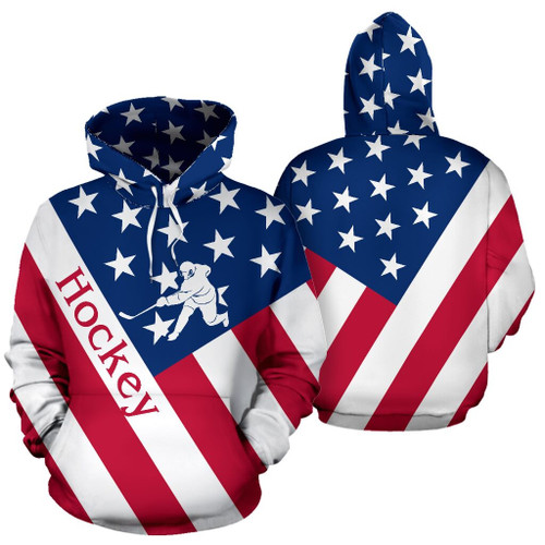 Hockey American Flag 3D All Over Print Hoodie, Zip-up Hoodie