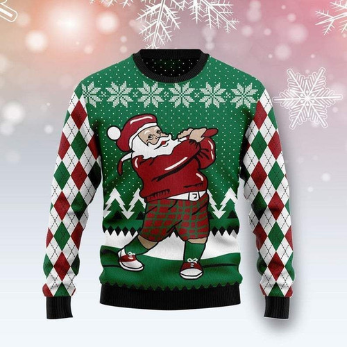 Golfer Santa Ugly Christmas Sweater, All Over Print Sweatshirt