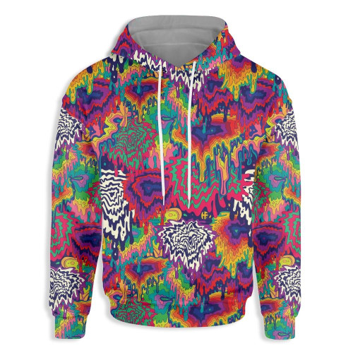 Colorful Pattern Psychedelic For Unisex 3D All Over Print Hoodie, Zip-up Hoodie
