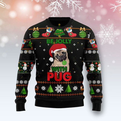 Pug Be Jolly Ugly Christmas Sweater, All Over Print Sweatshirt