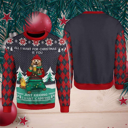 All I Want For Christmas Is Camping Ugly Christmas Sweater, All Over Print Sweatshirt
