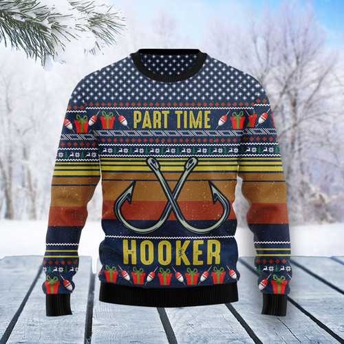 Fishing Part Time Ugly Christmas Sweater