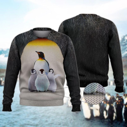 Penguin Family Ugly Christmas Sweater , Penguin Family 3D All Over Printed Sweater