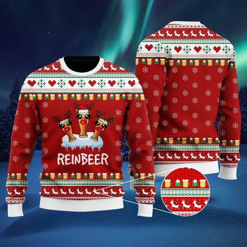 Reindeer Reinbeer Christmas Ugly Christmas Sweater, Reindeer Reinbeer Christmas 3D All Over Printed Sweater