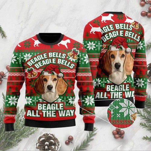 Beagle Bells Wool Christmas For Fans Ugly Christmas Sweater, All Over Print Sweatshirt